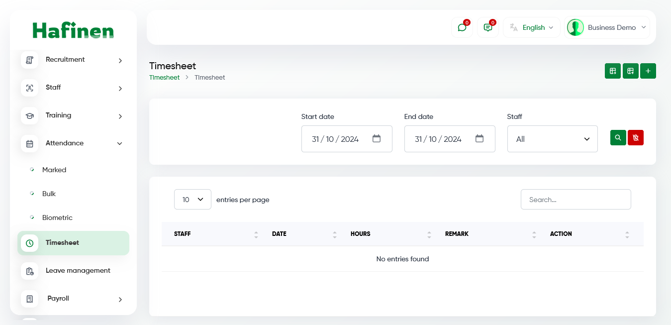 Timesheet and attendance management